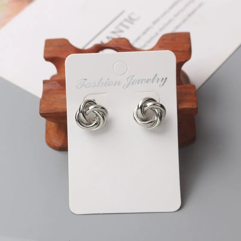 Gold Color Tiny Twist Metal Stud Earrings - LaVie Jewelery