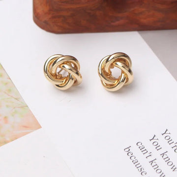 Gold Color Tiny Twist Metal Stud Earrings - LaVie Jewelery