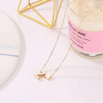 Gold Silver Tiny Heart Letter Name Dainty Necklace - LaVie Jewelery