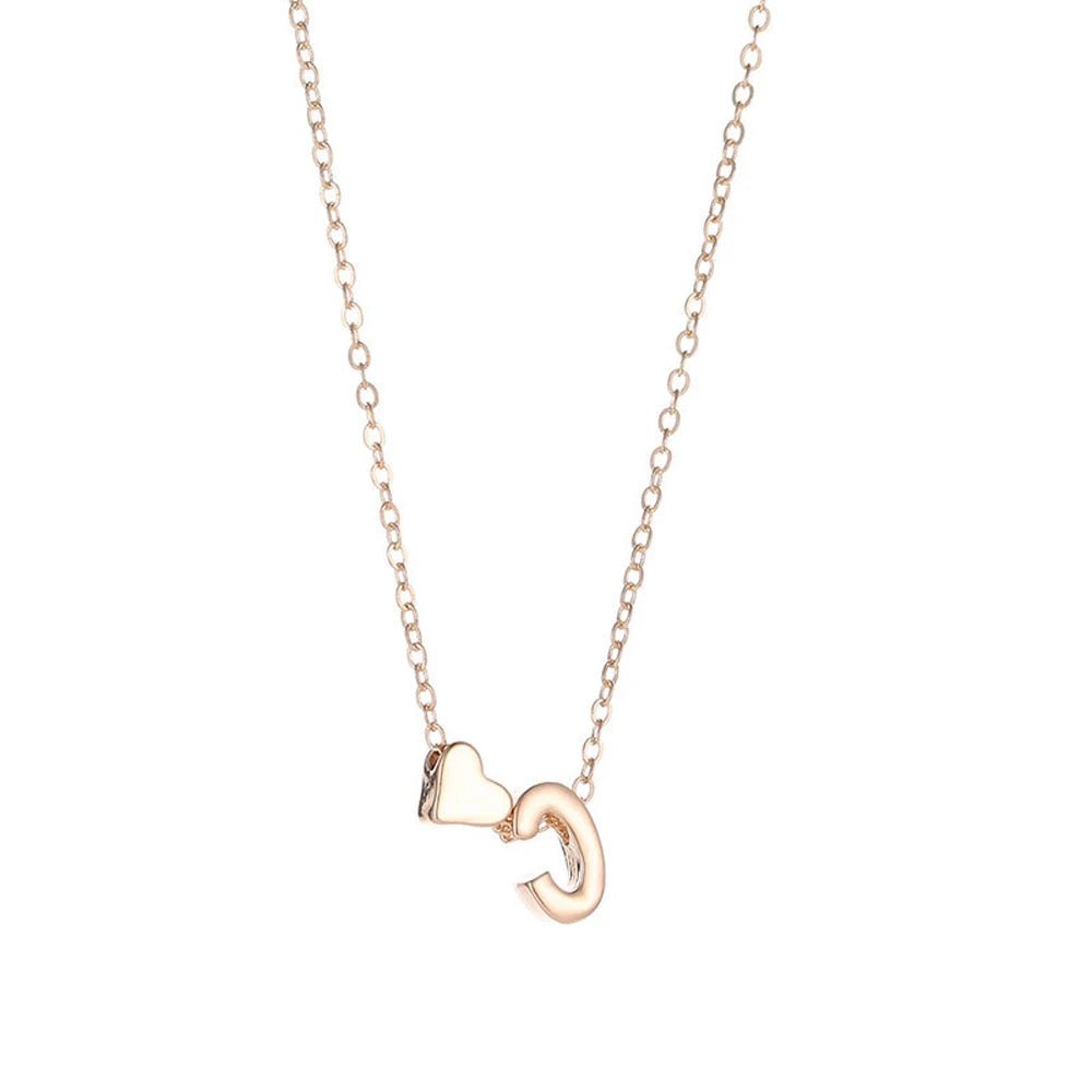 Gold Silver Tiny Heart Letter Name Dainty Necklace - LaVie Jewelery