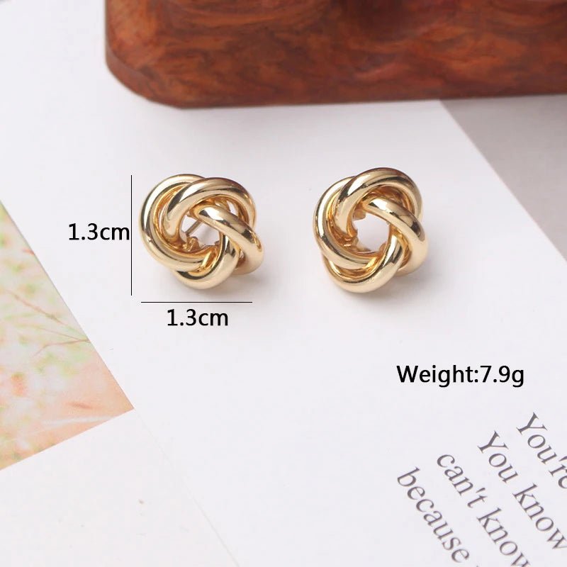Gold Color Tiny Twist Metal Stud Earrings - LaVie Jewelery