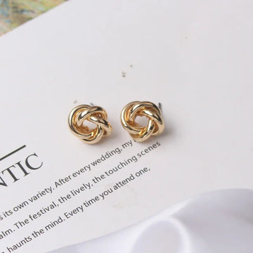Gold Color Tiny Twist Metal Stud Earrings - LaVie Jewelery