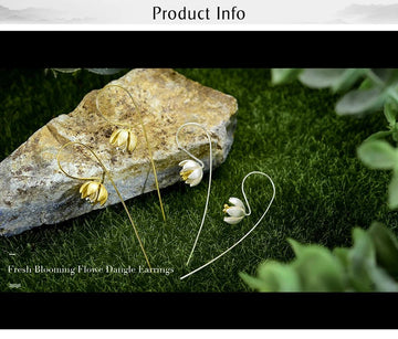 Handmade Gold Silver Two - tone Lotus Flower Jewelry Set - LaVie Jewelery