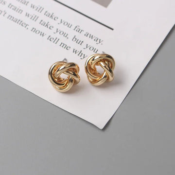 Gold Color Tiny Twist Metal Stud Earrings - LaVie Jewelery