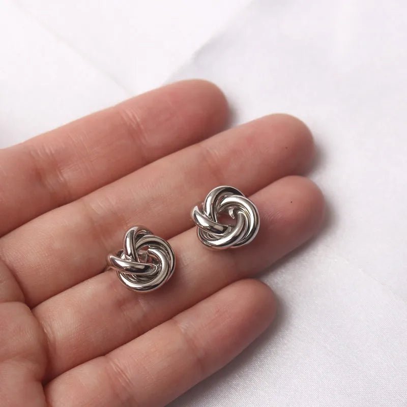 Gold Color Tiny Twist Metal Stud Earrings - LaVie Jewelery