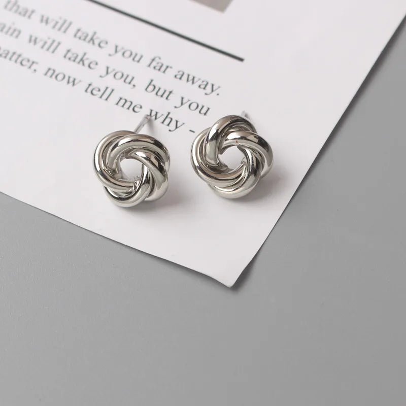 Gold Color Tiny Twist Metal Stud Earrings - LaVie Jewelery