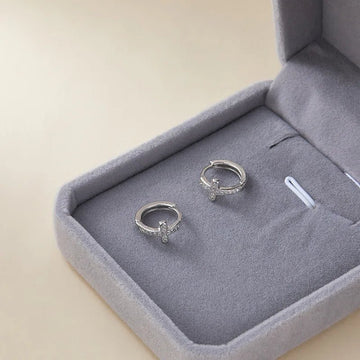 925 Sterling Silver Zircon Hoop Earrings - LaVie Jewelery