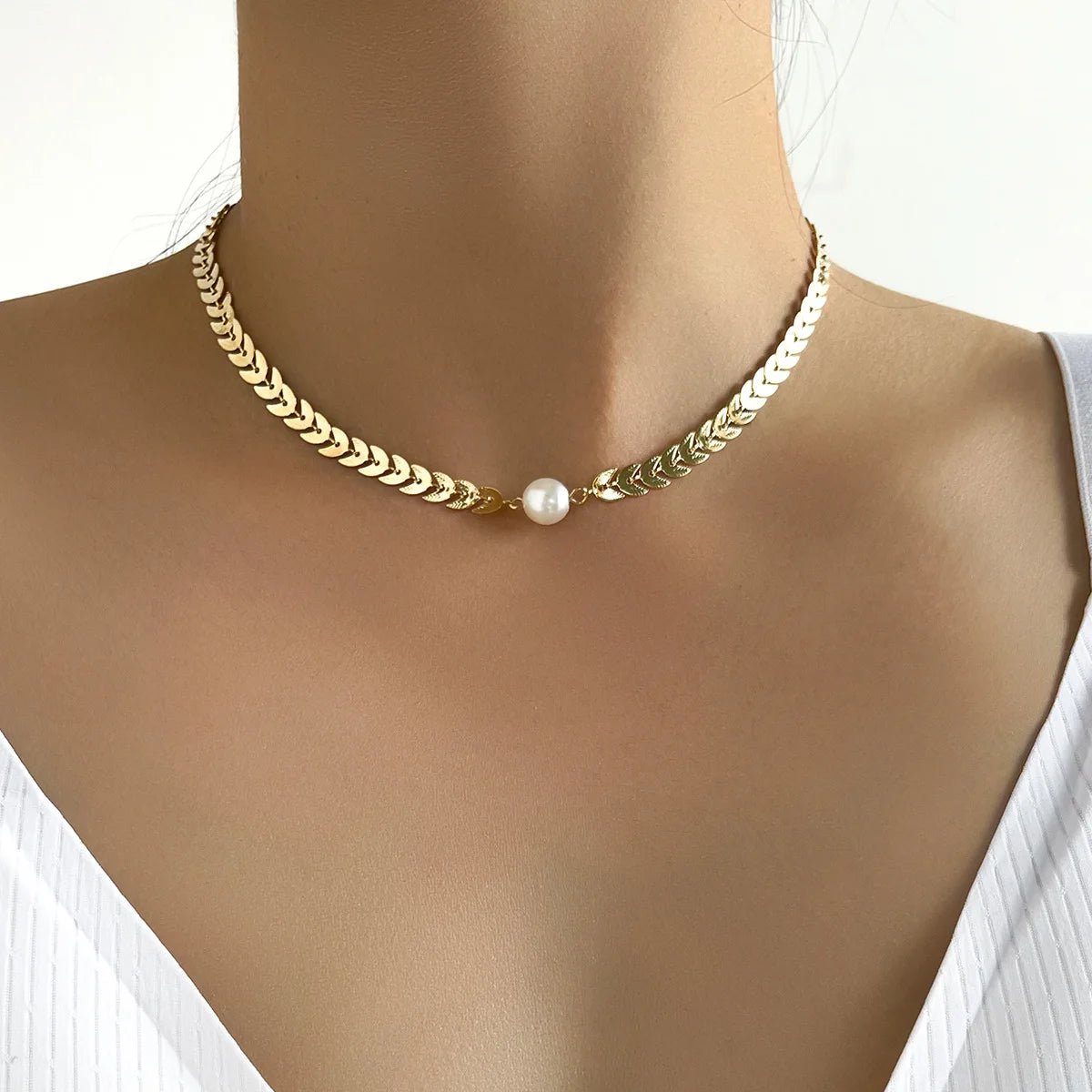 Gold Color New Beads Pearl Choker Necklace - LaVie Jewelery