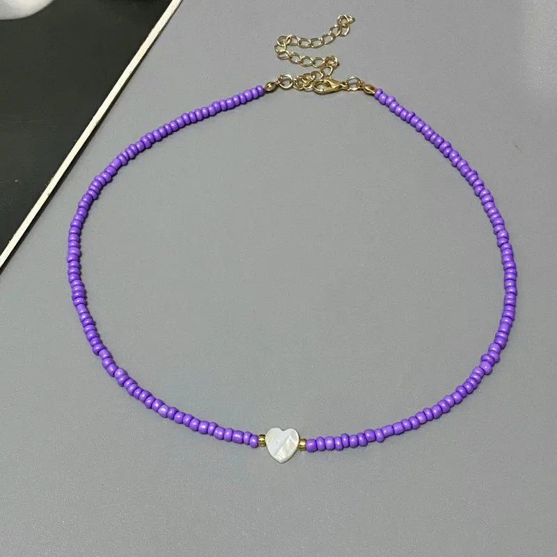 Colorful Love Heart Design Seed Beads Choker Nekklace - LaVie Jewelery