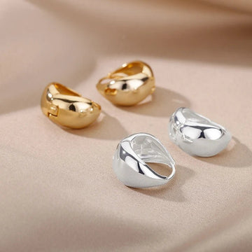Stainless Steel Chunky Flat Small Circle Hoop Earrings - LaVie Jewelery