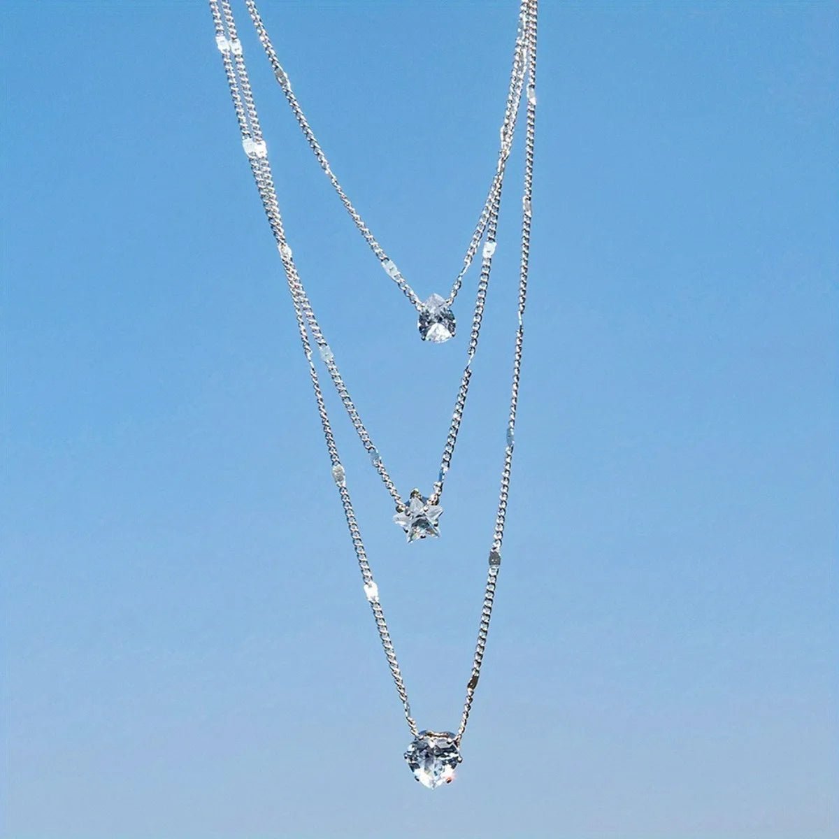 Multi - layer Star Heart Shape Water Drop Pendant Chain Necklace - LaVie Jewelery