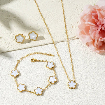 Stainless Steel Luxury Plum Blossom Jewelry Sets - LaVie Jewelery