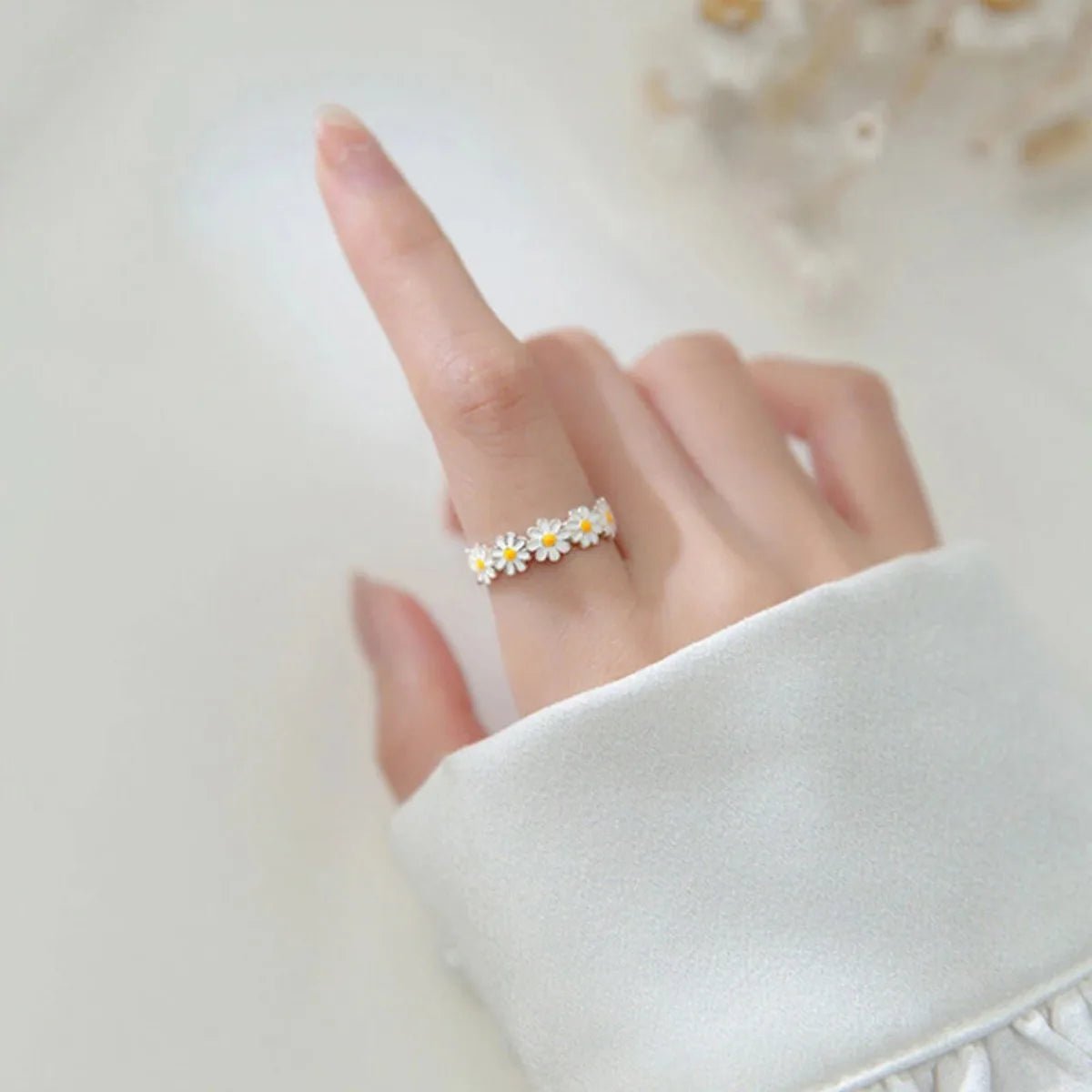 Daisy Flowers Exquisite Enamel Sunflower Open Rings - LaVie Jewelery
