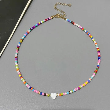 Colorful Love Heart Design Seed Beads Choker Nekklace - LaVie Jewelery