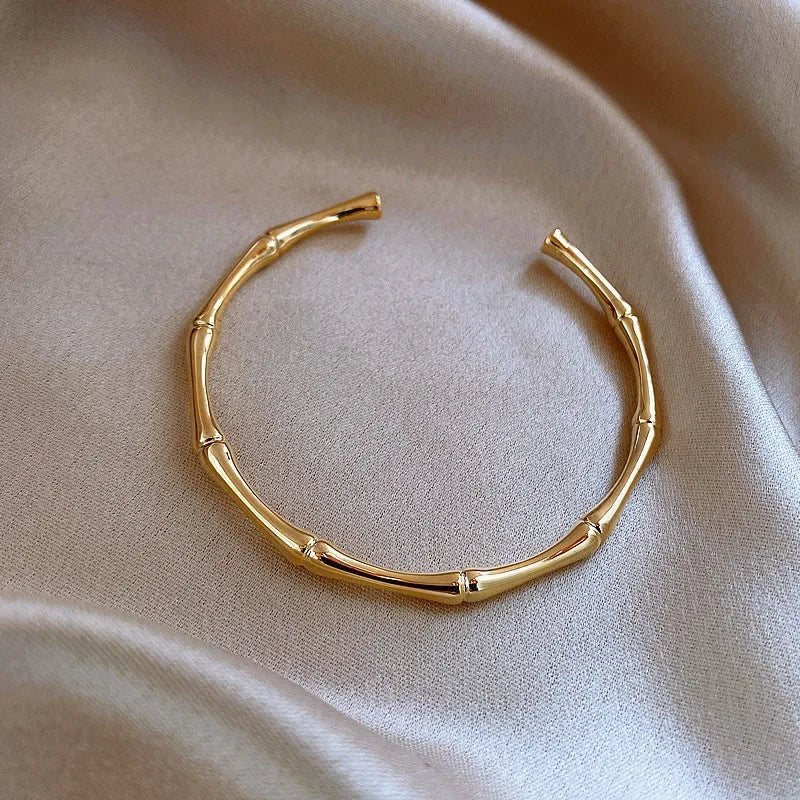 Vintage Punk Gold Color C - shaped Bamboo Opening Bracelet - LaVie Jewelery