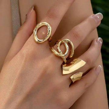 Punk Gothic Style 3 - Piece set of Abstract Geometric Irregular Rings - LaVie Jewelery