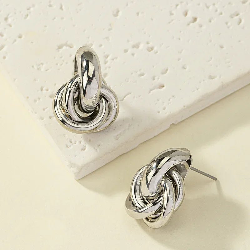 Gold SIlver Color Knot Hoop Earrings - LaVie Jewelery