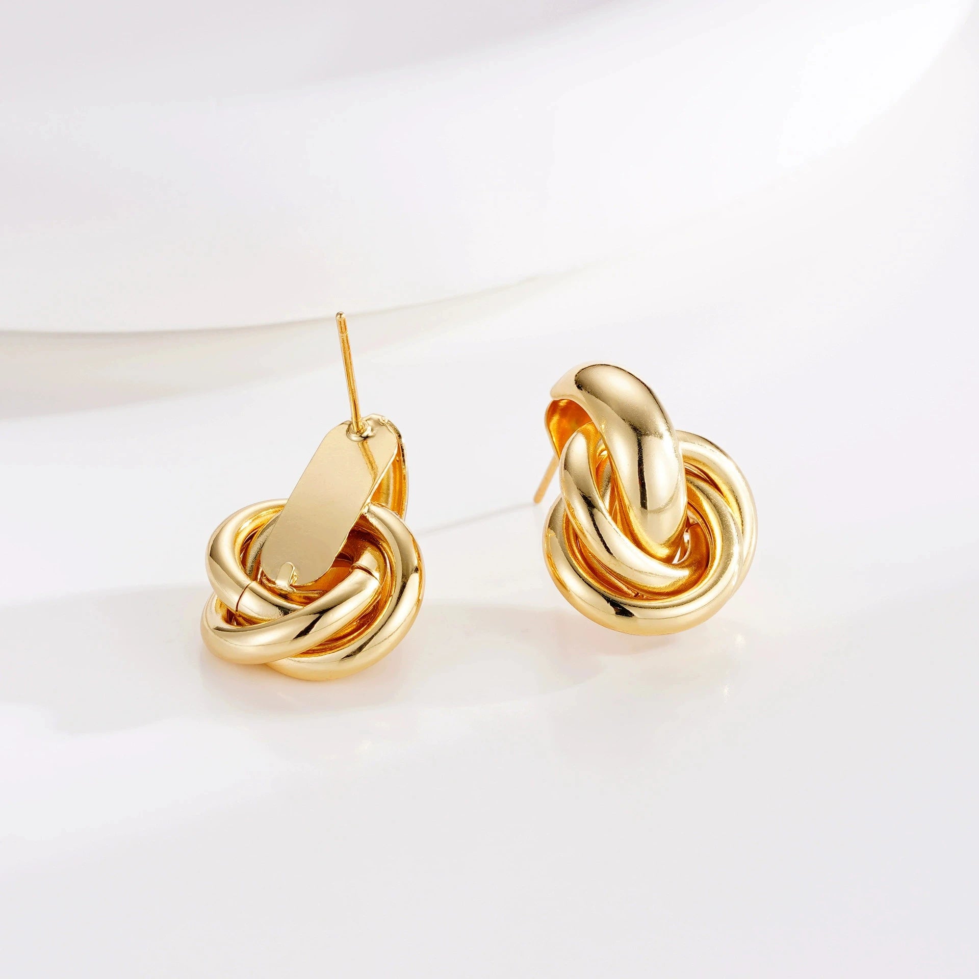 Gold Silver Retro Stud Fashion Round Double Ring Earrings - LaVie Jewelery