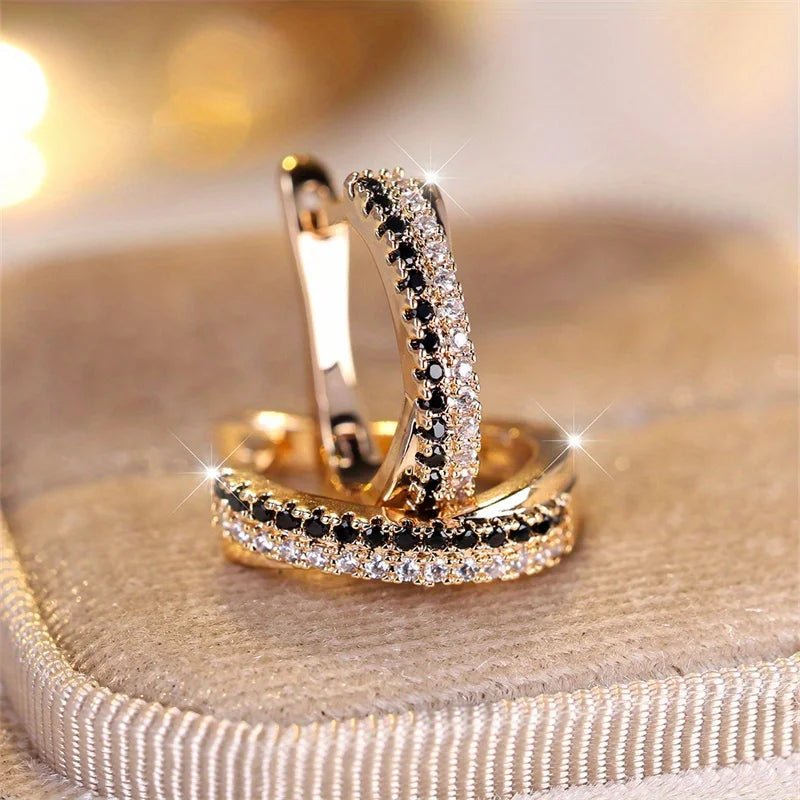 Trendy Crystal Black And White Zircon Earrings - LaVie Jewelery