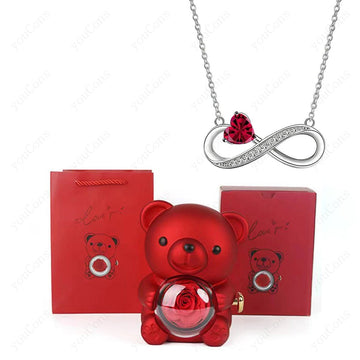 "The Radiant Heart" Red Pendant & Bear Rose Set - LaVie Jewelery
