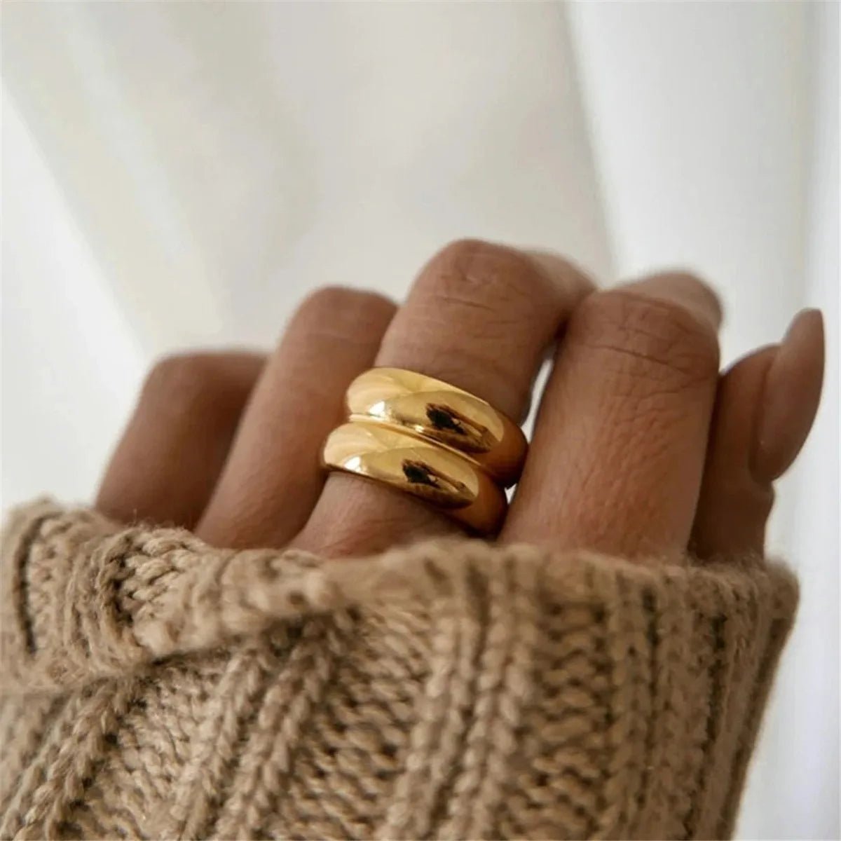 Vintage 18K Gold Plated Stainless steel double layer Rings - LaVie Jewelery