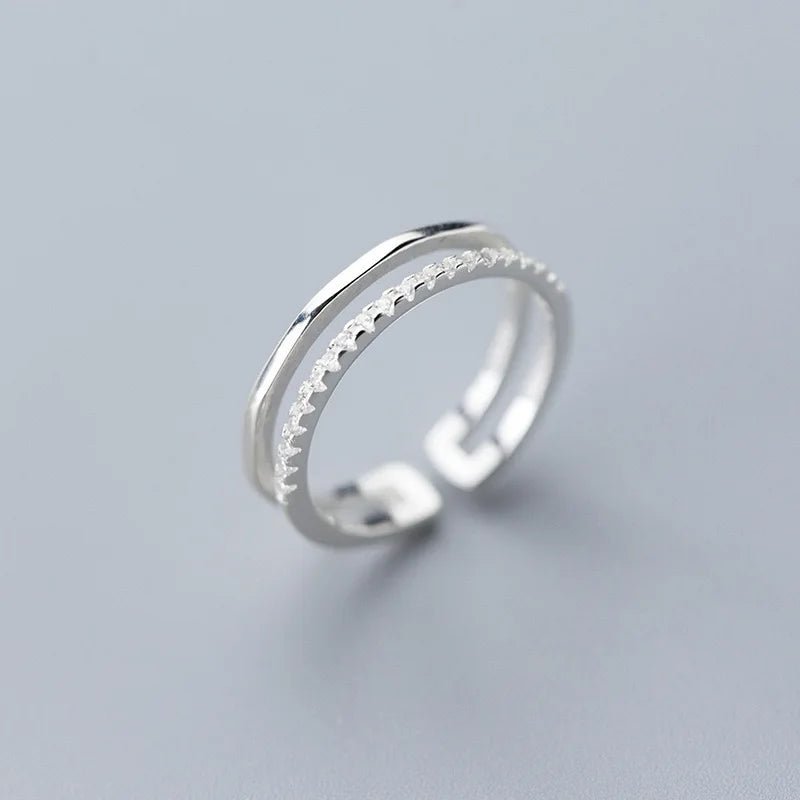 925 Sterling Silver Minimalist Handmade Double Zircon Rings - LaVie Jewelery