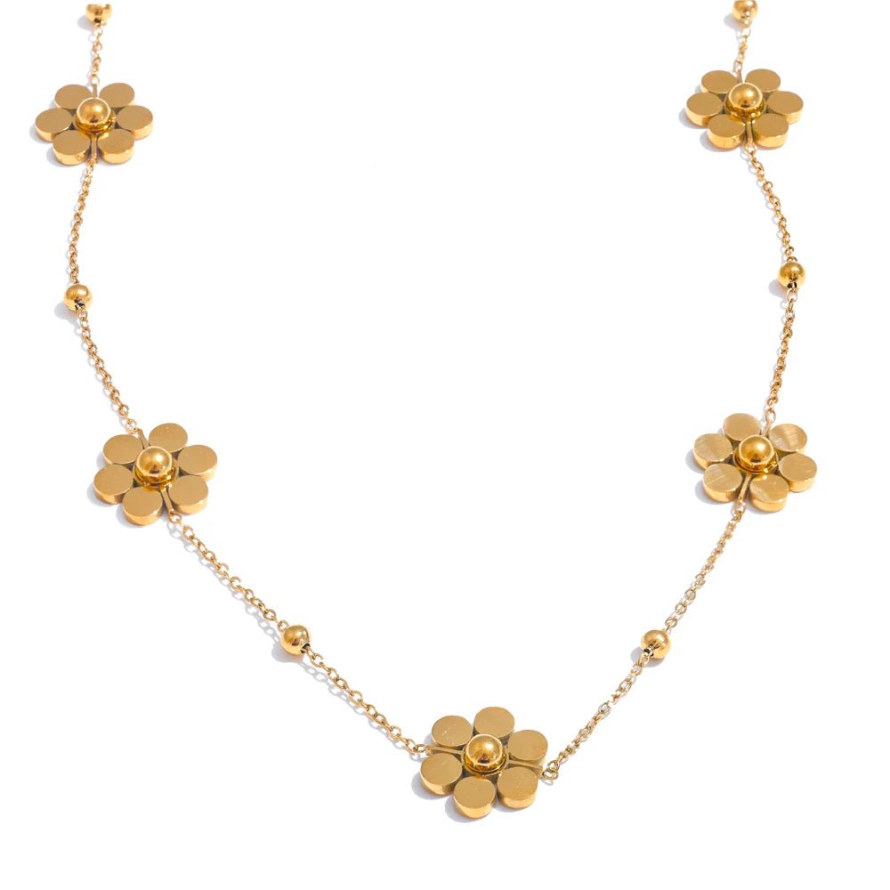 Stainless Steel Flower Chain Fashion Necklace - LaVie Jewelery