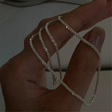 Silver Color Sparkling Clavicle Chain Choker Necklace - LaVie Jewelery