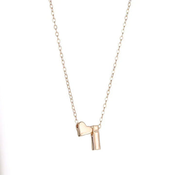 Gold Silver Tiny Heart Letter Name Dainty Necklace - LaVie Jewelery