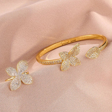 Luxury Silver Color Flower Leaf Adjustable Jewelry Set - LaVie Jewelery