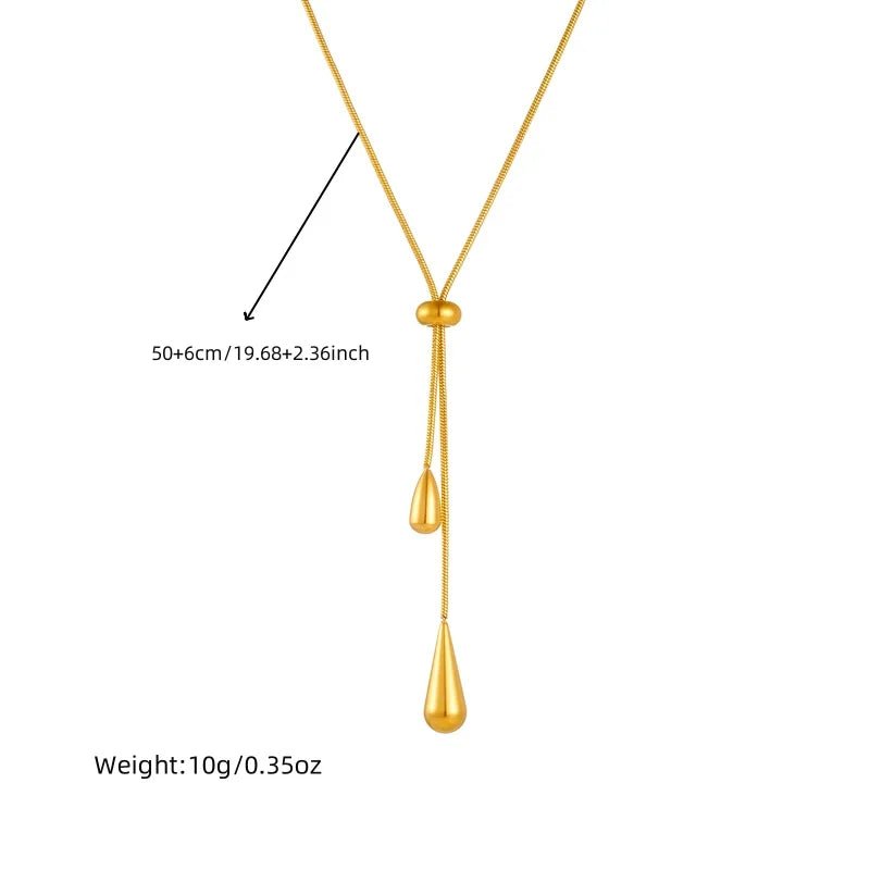 Stainless Steel Adjustable Water Droplet Earrings Necklace Jewelry Set - LaVie Jewelery