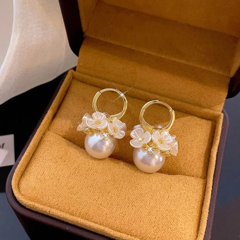 Elegant Multi - Flower Pearl Earrings - LaVie Jewelery