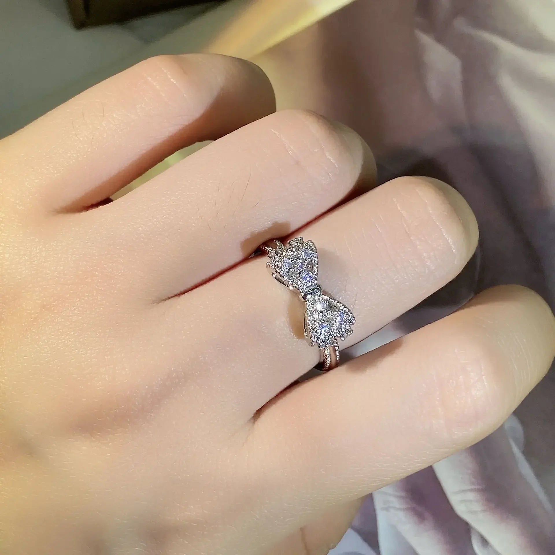 Fancy Bow Ring with Dazzling CZ Sterling Silver - LaVie Jewelery