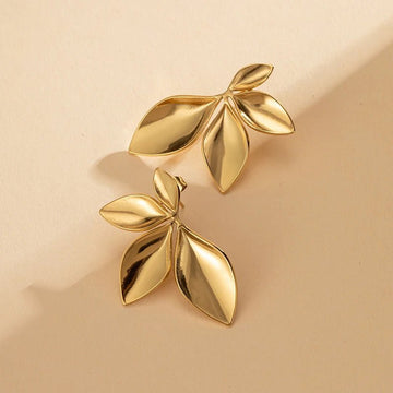 Stainless Steel Leaves Flower Stud Earrings - LaVie Jewelery