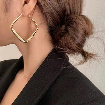 Gold Color Square Hoop Earrings - LaVie Jewelery