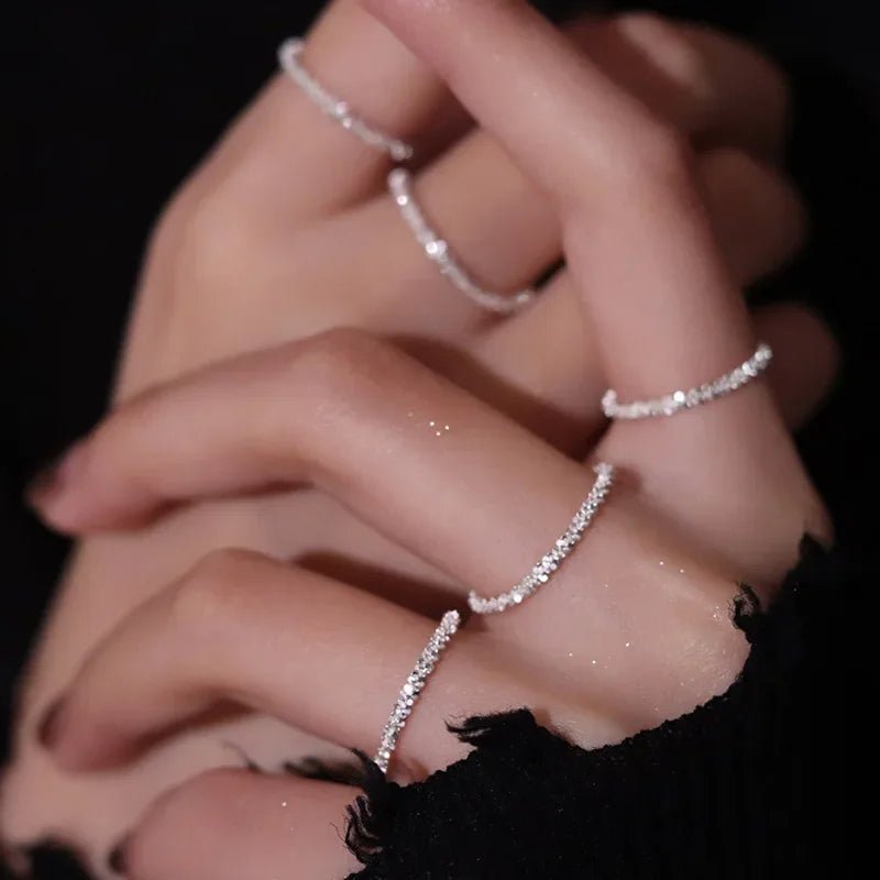 LATS Light Luxury Popular Silver Colour Sparkling Rings - LaVie Jewelery