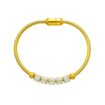 Stainless Steel Gold Color Rhinestone Beaded Bracelet - LaVie Jewelery