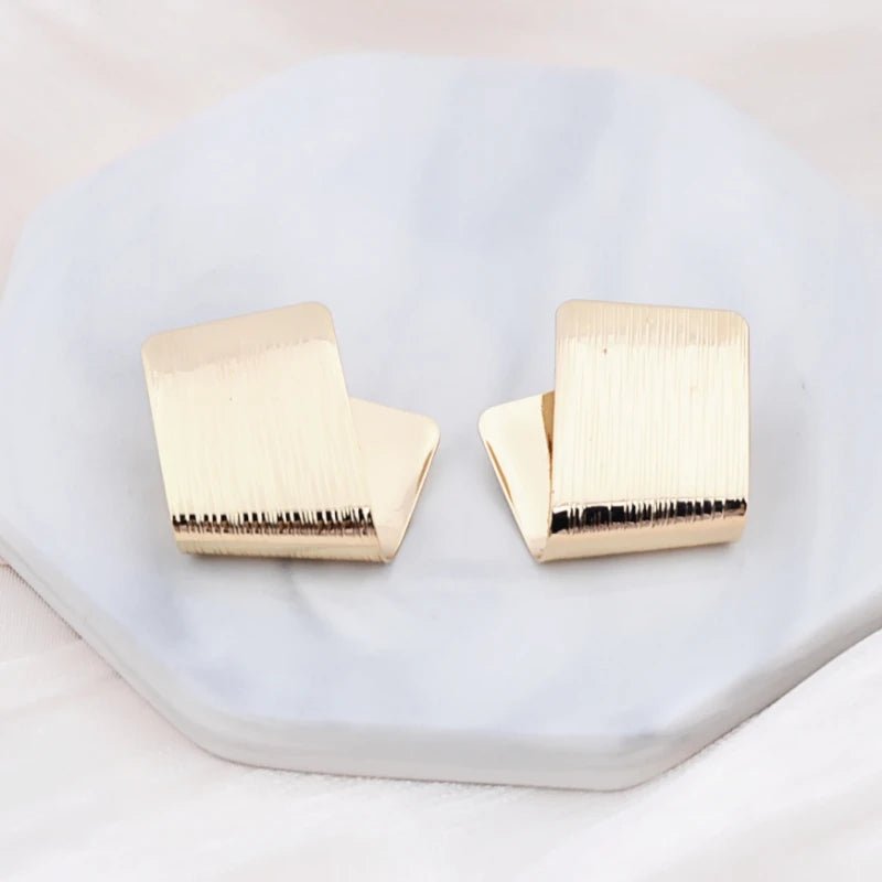 Stylish Small Stud Earrings with Folded Design - LaVie Jewelry