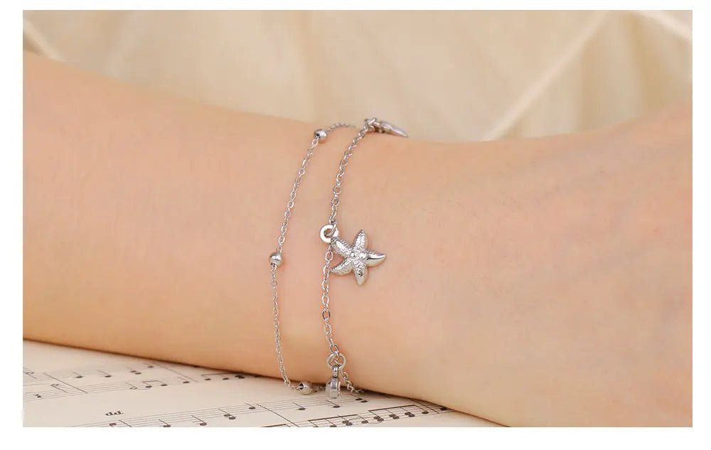 Stainless Steel Starfish Seashell Charms Bracelet - LaVie Jewelery