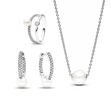 925 Sterling Silver Freshwater Cultured Pearls Collier Pearl Jewelery Set - LaVie Jewelery