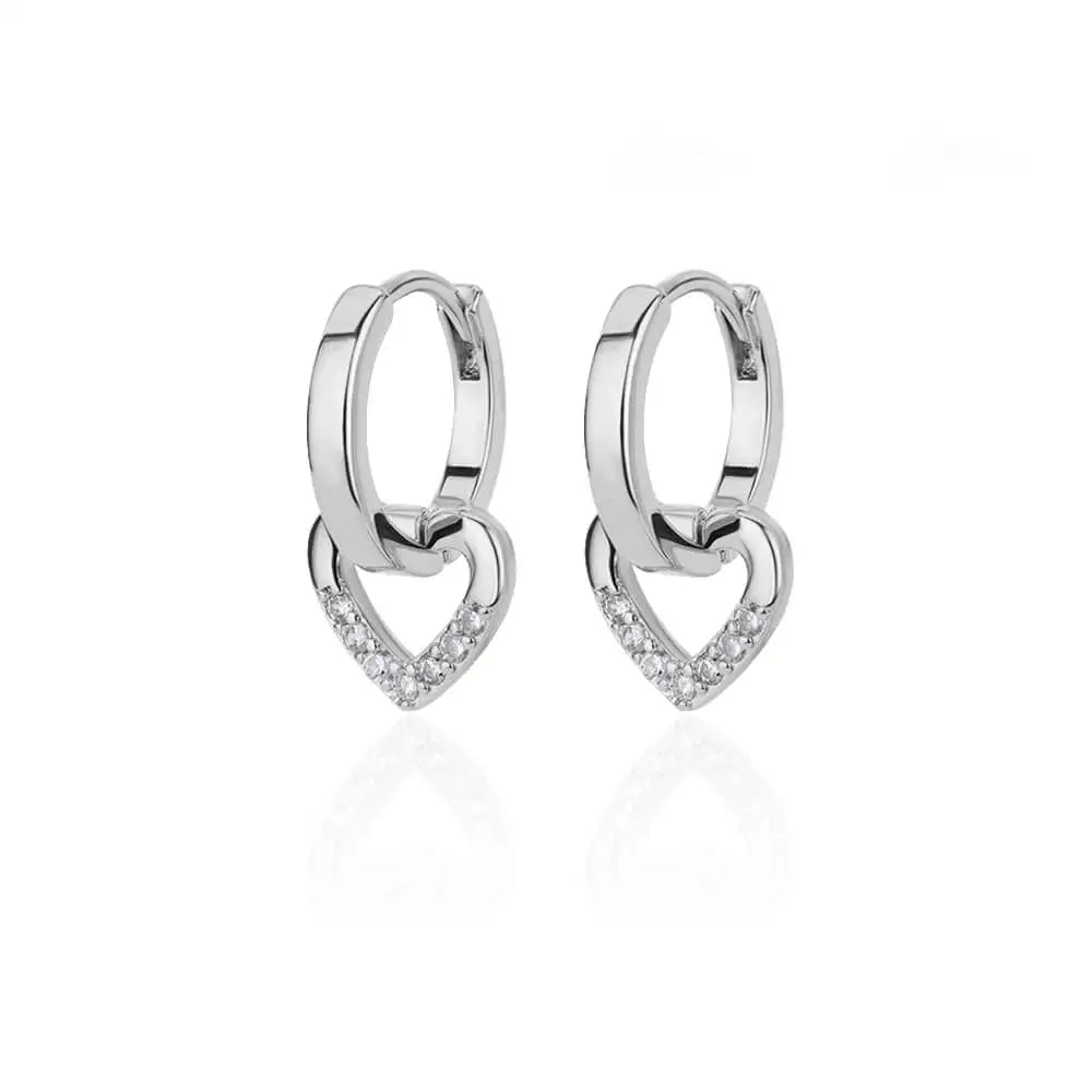Stainless Steel Gold Silver Color Zircon Heart Earrings - LaVie Jewelery