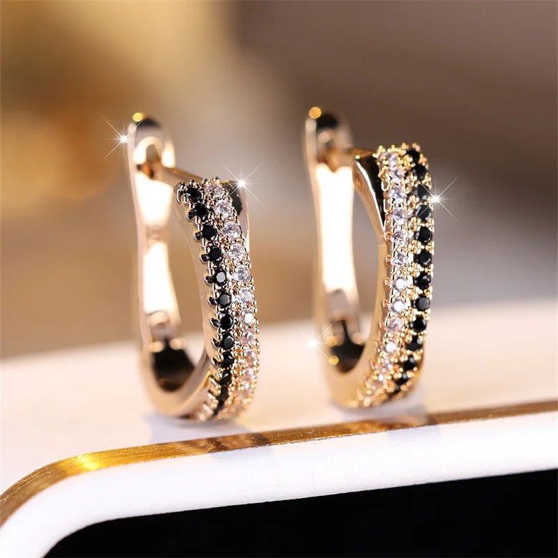 Trendy Crystal Black And White Zircon Earrings - LaVie Jewelery