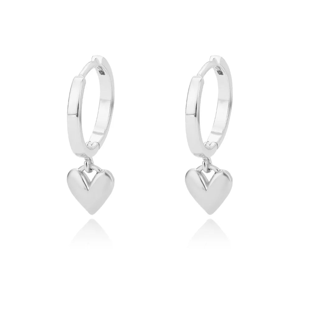 Stainless Steel Gold Silver Color Zircon Heart Earrings - LaVie Jewelery
