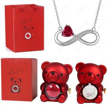 "The Radiant Heart" Red Pendant & Bear Rose Set - LaVie Jewelery