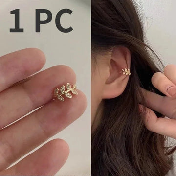 Cute Metal Leaf Earcuff Clips On Earrings - LaVie Jewelery
