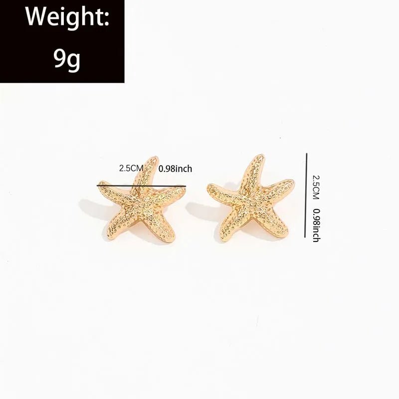 Gold Color Metal Starfish Stud Earrings - LaVie Jewelery