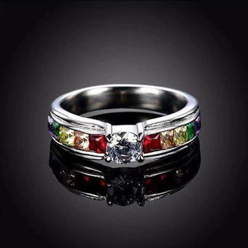 925 Sterling Silver Color Rainbow Cubic Zircon Rings - LaVie Jewelery