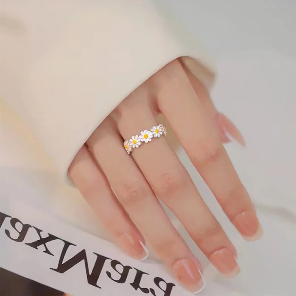 Daisy Flowers Exquisite Enamel Sunflower Open Rings - LaVie Jewelery
