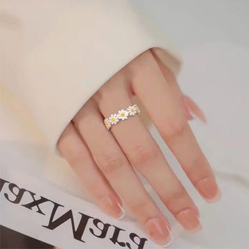 Daisy Flowers Exquisite Enamel Sunflower Open Rings - LaVie Jewelery