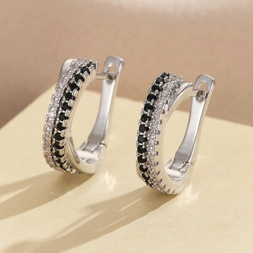 Trendy Crystal Black And White Zircon Earrings - LaVie Jewelery